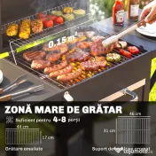 Outsunny Afumătoare pe cărbune pentru exterior | Aosom Romania 
