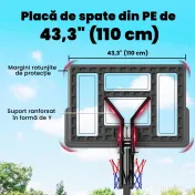 SPORTNOW Coș de Baschet Reglabil 235-305cm, Rezistent la Impact, Negru | Aosom Romania 
