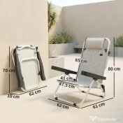 Set Outsunny 2 Șezlonguri Pliabile și Reclinabile pe 4 Poziții cu Suport pentru Cap, din Aluminiu, 62x61x80 cm, Gri | Aosom Romania 