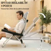 Set Outsunny 2 Șezlonguri Pliabile și Reclinabile pe 4 Poziții cu Suport pentru Cap, din Aluminiu, 62x61x80 cm, Gri | Aosom Romania 