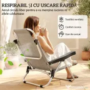 Set Outsunny 2 Șezlonguri Pliabile și Reclinabile pe 4 Poziții cu Suport pentru Cap, din Aluminiu, 62x61x80 cm, Gri | Aosom Romania 