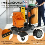HOMCOM Cărucior multifuncțional cu sac pentru curățenie | Aosom Romania 
