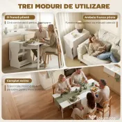 HOMCOM Masă de Bucătărie Pliabilă pentru 4 Persoane cu Raft, din Lemn, 160x60x75 cm, Alb | Aosom Romania