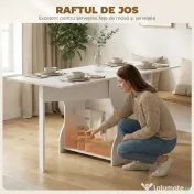 HOMCOM Masă de Bucătărie Pliabilă pentru 4 Persoane cu Raft, din Lemn, 160x60x75 cm, Alb | Aosom Romania