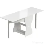 HOMCOM Masă de Bucătărie Pliabilă pentru 4 Persoane cu Raft, din Lemn, 160x60x75 cm, Alb