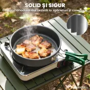 Set Vase Camping Outsunny, Kit 8 Piese Ultraușor, Mânere Anti-Arsură, Gri | Aosom Romania 
