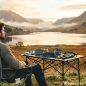 Set Vase Camping Outsunny, Kit 8 Piese Ultraușor, Mânere Anti-Arsură, Gri | Aosom Romania 