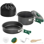 Set Vase Camping Outsunny, Kit 8 Piese Ultraușor, Mânere Anti-Arsură, Gri
