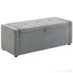HOMCOM, Bancă cu Spațiu de Depozitare, Pentru Dormitor, Material textil cu efect de in, 122 x 48 x 44 cm, Gri Deschis