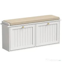 HOMCOM Bancă pantofar, mobilier pentru hol, pernuță tapițată, 2 sertare basculante, 8-10 perechi de pantofi
