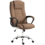 Vinsetto Scaun de Birou Ergonomic Inclinabil și Rotativ în Țesătură cu Aspect de In cu Tetieră, Maro