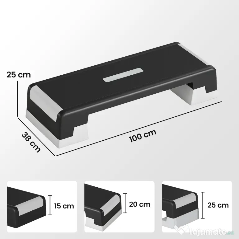 SPORTNOW Stepper Aerobic Reglabil, Înălțime 15/20/25 cm cu Suporturi | Aosom Romania