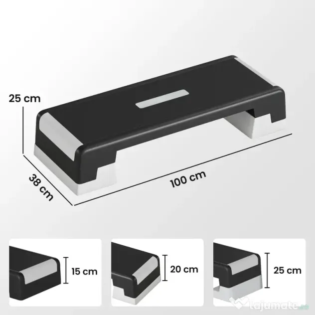 SPORTNOW Stepper Aerobic Reglabil, Înălțime 15/20/25 cm cu Suporturi | Aosom Romania