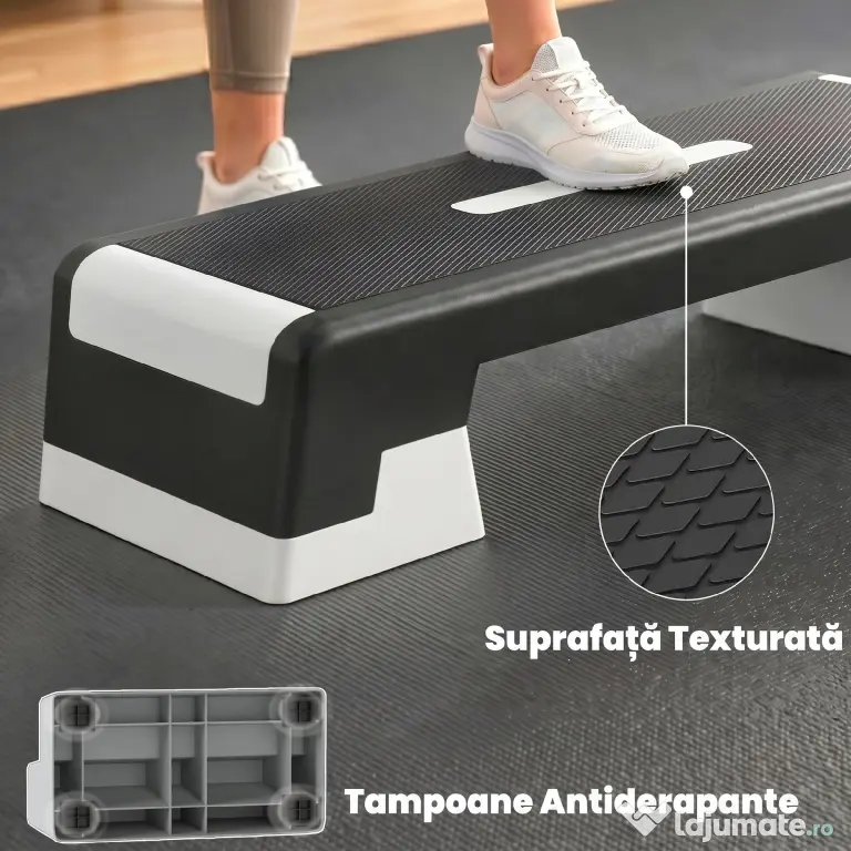 SPORTNOW Stepper Aerobic Reglabil, Înălțime 15/20/25 cm cu Suporturi | Aosom Romania