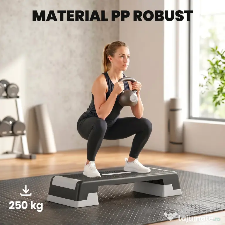 SPORTNOW Stepper Aerobic Reglabil, Înălțime 15/20/25 cm cu Suporturi | Aosom Romania