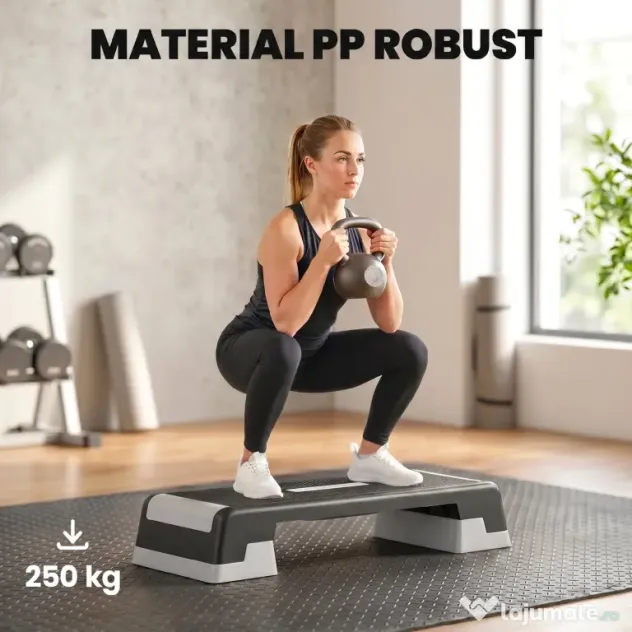SPORTNOW Stepper Aerobic Reglabil, Înălțime 15/20/25 cm cu Suporturi | Aosom Romania