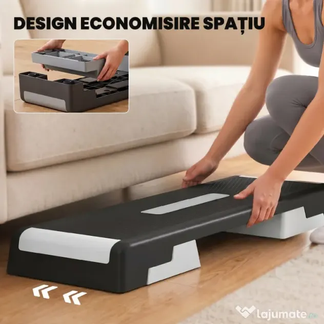 SPORTNOW Stepper Aerobic Reglabil, Înălțime 15/20/25 cm cu Suporturi | Aosom Romania