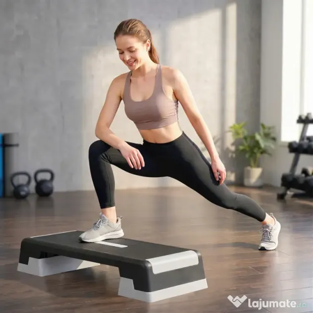 SPORTNOW Stepper Aerobic Reglabil, Înălțime 15/20/25 cm cu Suporturi | Aosom Romania