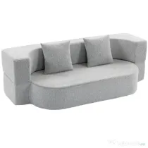 HOMCOM Canapea Extensibilă 2 în 1, 2 Locuri, cu 2 Perne Detașabile, Brațe Laterale, Șezut Tapițat, Chenille, Gri Deschis