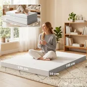 HOMCOM Saltea Pliabilă 195x120cm, 10cm, Husă Lavabilă, Ideală pentru Oaspeți/Camping, Gri 