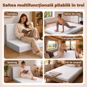 HOMCOM Saltea Pliabilă 195x120cm, 10cm, Husă Lavabilă, Ideală pentru Oaspeți/Camping, Gri 