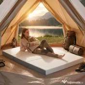 HOMCOM Saltea Pliabilă 195x120cm, 10cm, Husă Lavabilă, Ideală pentru Oaspeți/Camping, Gri 