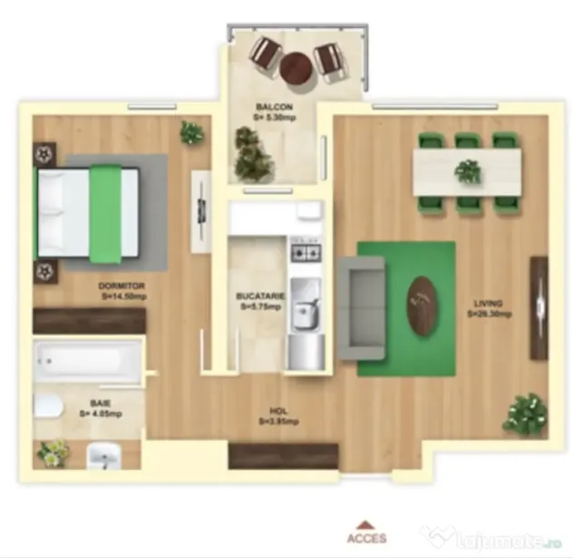 CITTA RESIDENTIAL PARK- Pta Delfinului, 2 camere, parcare supraterana 70E