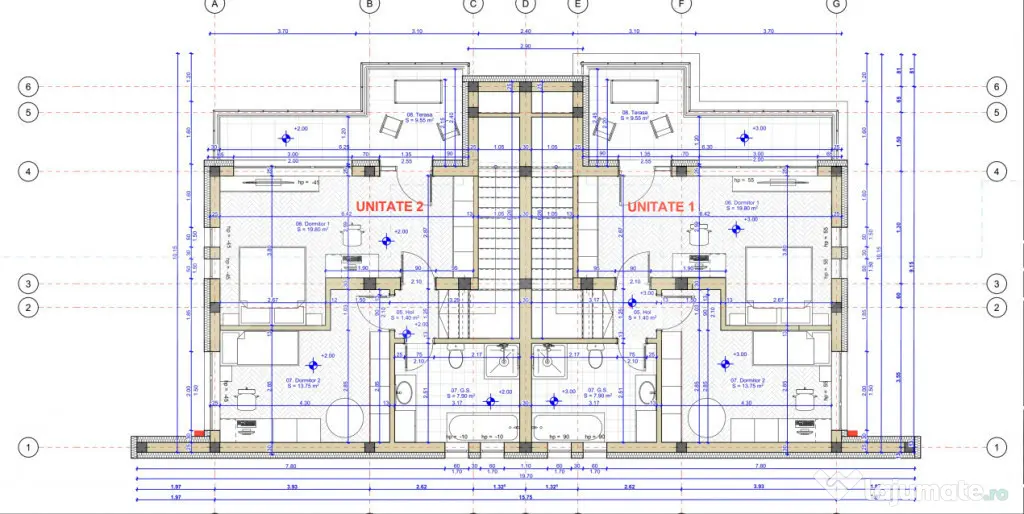 Nou ! Teren 1012 mp, front 16 m AC-casa familiala cu 2 unit