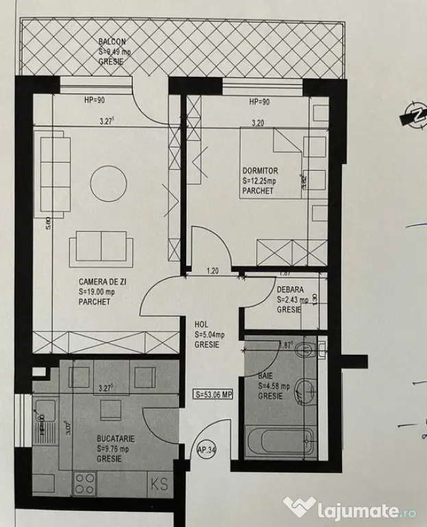 Apartament 2 camere Tractorul Grandis Residence,parcare,mobi