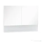 HOMCOM Dulap cu oglinda de perete cu lumini LED, raft deschis si raft intern reglabil, sticla si MDF, 80x15x60cm