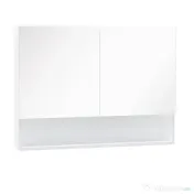 HOMCOM Dulap cu oglinda de perete cu lumini LED, raft deschis si raft intern reglabil, sticla si MDF, 80x15x60cm 