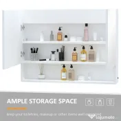 HOMCOM Dulap cu oglinda de perete cu lumini LED, raft deschis si raft intern reglabil, sticla si MDF, 80x15x60cm 