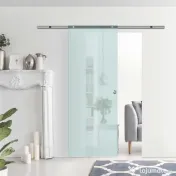HOMCOM Ușă Glisantă din Sticlă Mată Securizată, cu Șină din Aluminiu și Accesorii Incluse, Ușă Culisantă pentru Interior, 77.5x205 cm 