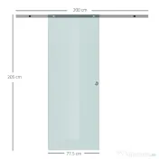 HOMCOM Ușă Glisantă din Sticlă Mată Securizată, cu Șină din Aluminiu și Accesorii Incluse, Ușă Culisantă pentru Interior, 77.5x205 cm 