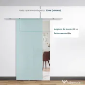 HOMCOM Ușă Glisantă din Sticlă Mată Securizată, cu Șină din Aluminiu și Accesorii Incluse, Ușă Culisantă pentru Interior, 77.5x205 cm 