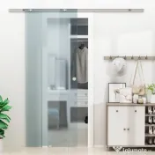 HOMCOM Ușă Glisantă din Sticlă Mată Securizată, cu Șină din Aluminiu și Accesorii Incluse, Ușă Culisantă pentru Interior, 77.5x205 cm 
