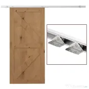 HOMCOM Kit Ușă Glisantă din Metal cu Accesorii, Role, Ghidaj, Blocaje și Cheie Hexagonală, 186x2.5x3.77 cm 