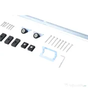 HOMCOM Kit Ușă Glisantă din Metal cu Accesorii, Role, Ghidaj, Blocaje și Cheie Hexagonală, 186x2.5x3.77 cm 