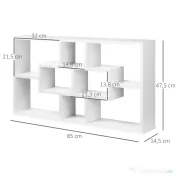 HOMCOM biblioteca cu rafturi, pentru perete 85x47.5x14.5cm 