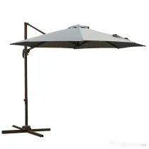 Outsunny Umbrel de Gradină cu Manivelă cu Înclinare Reglabilă, Umbrelă cu Braț și Stinghii, Ø2.95x2.5 m, Gri