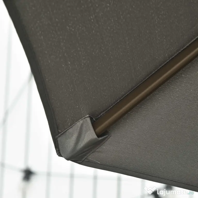 Outsunny Umbrel de Gradină cu Manivelă cu Înclinare Reglabilă, Umbrelă cu Braț și Stinghii, Ø2.95x2.5 m, Gri