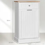 HOMCOM Bufet de Bucătărie, Dulap cu Suport pentru Coș de Gunoi 38L, Sertar, Alb 