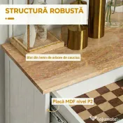 HOMCOM Bufet de Bucătărie, Dulap cu Suport pentru Coș de Gunoi 38L, Sertar, Alb 