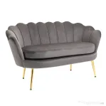 HOMCOM canapea din catifea, 2 locuri,130x63x73cm, gri