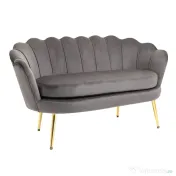 HOMCOM canapea din catifea, 2 locuri,130x63x73cm, gri