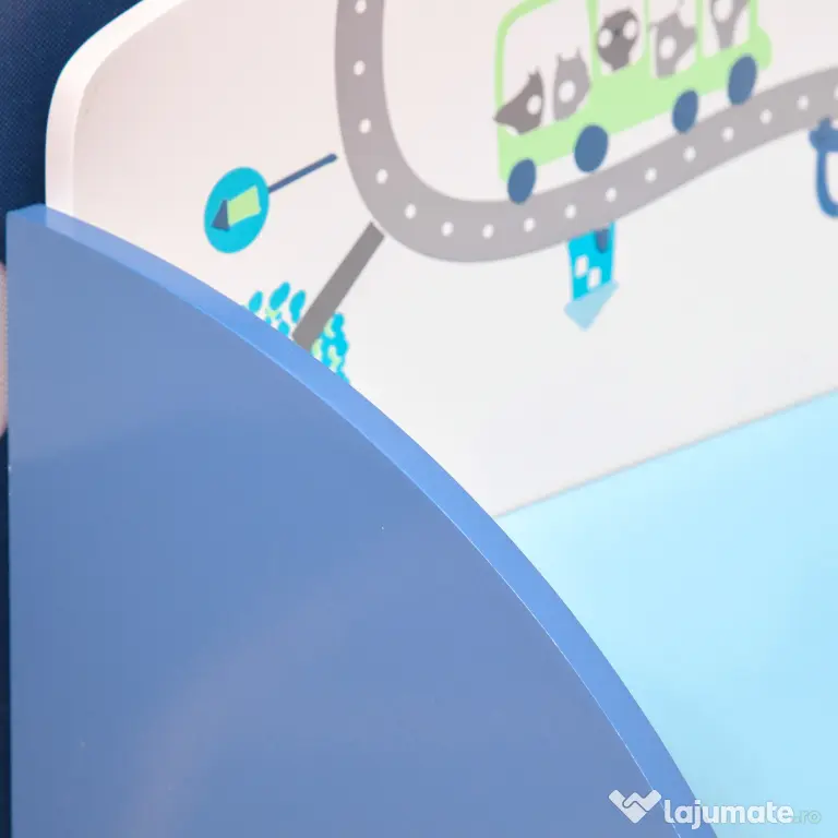 Homcom Cutie Depozitare Jucarii + Banca Albastru pentru Copii