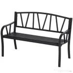 Outsunny Banca de Gradina din Metal Negru cu 2 Locuri Banca de Exterior