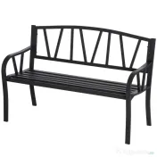 Outsunny Banca de Gradina din Metal Negru cu 2 Locuri Banca de Exterior