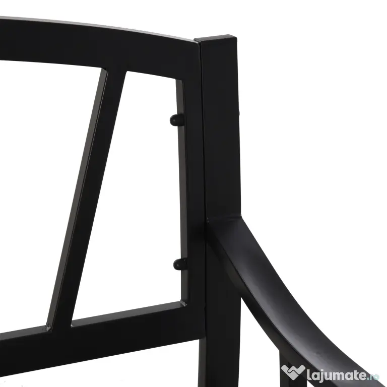 Outsunny Banca de Gradina din Metal Negru cu 2 Locuri Banca de Exterior