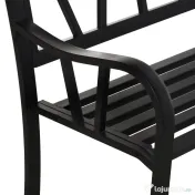 Outsunny Banca de Gradina din Metal Negru cu 2 Locuri Banca de Exterior
